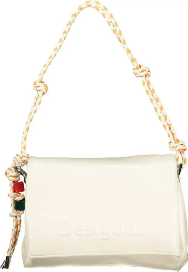 Ecru Polyurethane Women Handbag