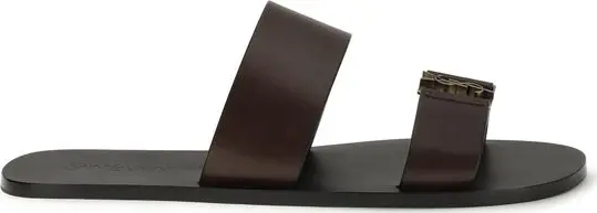 Brown Calf Leather Bos Taurus Flat Sandals