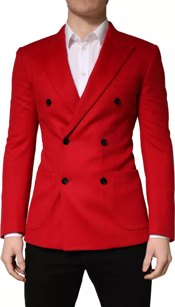 Red Cashmere Slim Fit Coat Jacket Blazer