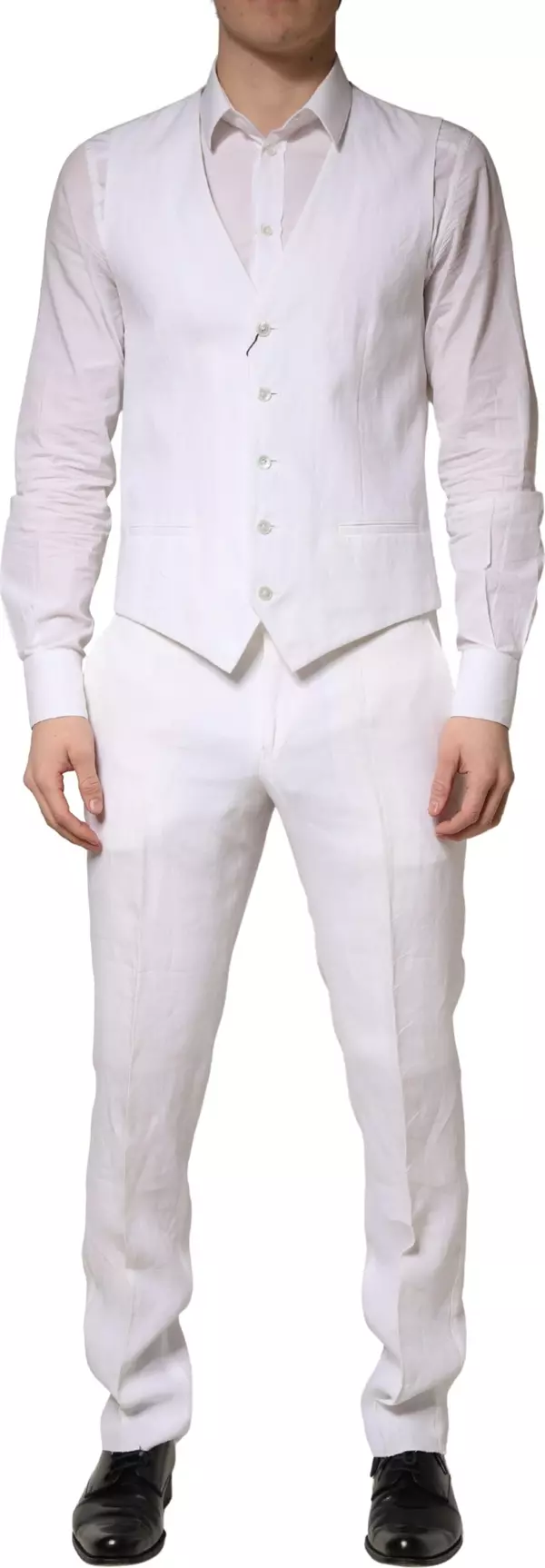 White SARTORIA Linen 2 Piece Men Formal Suit