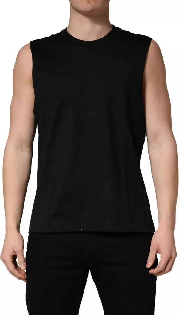 Black Crew Neck Sleeveless Tank Top T-shirt