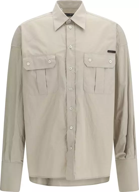 Beige Cotton Dress Shirt