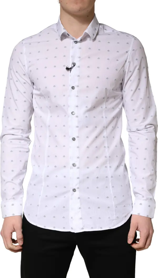 White Cotton Slim Fit Collared Men Dress Shirt
