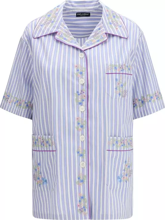 Blue Cotton Shortsleeve Shirt