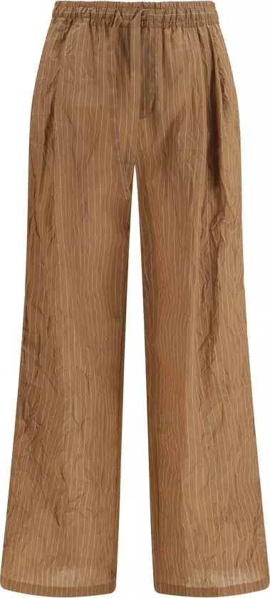 Brown Linen Casual Pants
