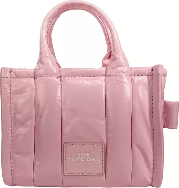 Marc Jacobs The Shiny Crinkle Micro Tote Bubblegum Leather Crossbody
