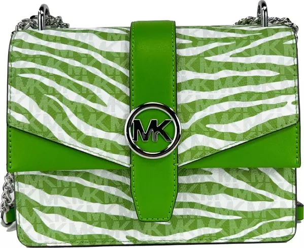 Michael Kors Greenwich Small Print Logo Crossbody Tote Chain Bag Jungle Green $498