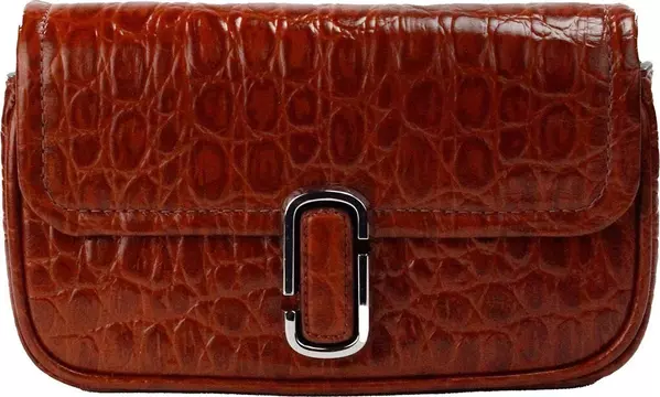 Marc Jacobs The Mini Shoulder Bag Spice Brown Embossed Leather Crossbody Bag