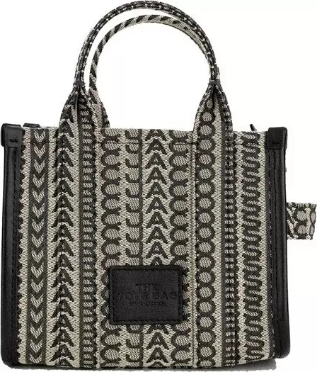 Marc Jacobs The Monogram Beige Mini Tote Woven Jacquard Canvas Crossbody Handbag