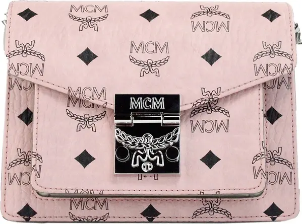 MCM Signature Patricia Leather Mini Flap Lock Crossbody Bag