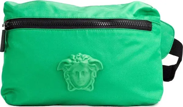 Versace Small Bright Green Nylon Matte Medusa Belt Bag Waist Fanny Pack Purse