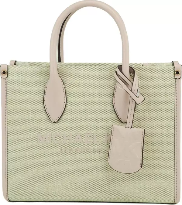 Michael Kors Mirella Small Powder Blush Canvas Shopper Crossbody Handbag Purse