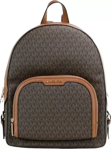 Michael Kors Jaycee Large Brown Signature PVC Shoulder Backpack Bookbag