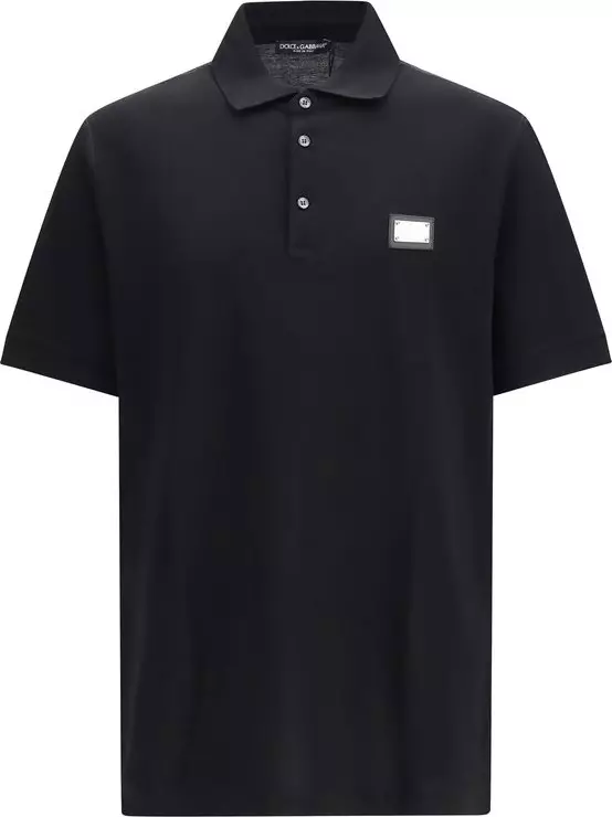 Black Cotton Polo Shirt