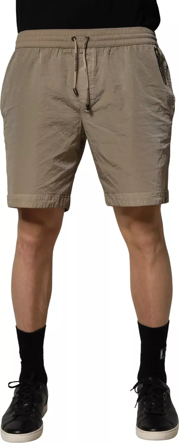 Brown Nylon Drawstring Swim Shorts Swimwear