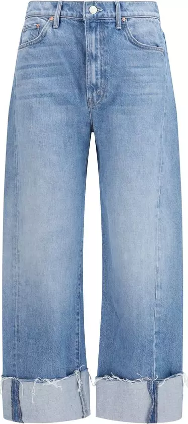 Blue Cotton Cropped Jeans