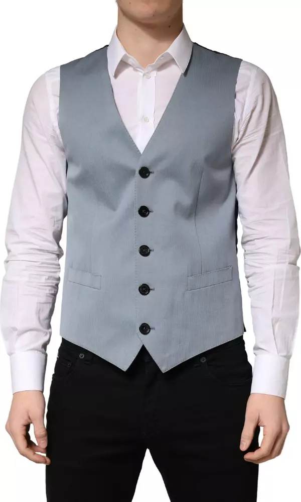 Gray Wool Single Breasted Men Waistcoat Vest