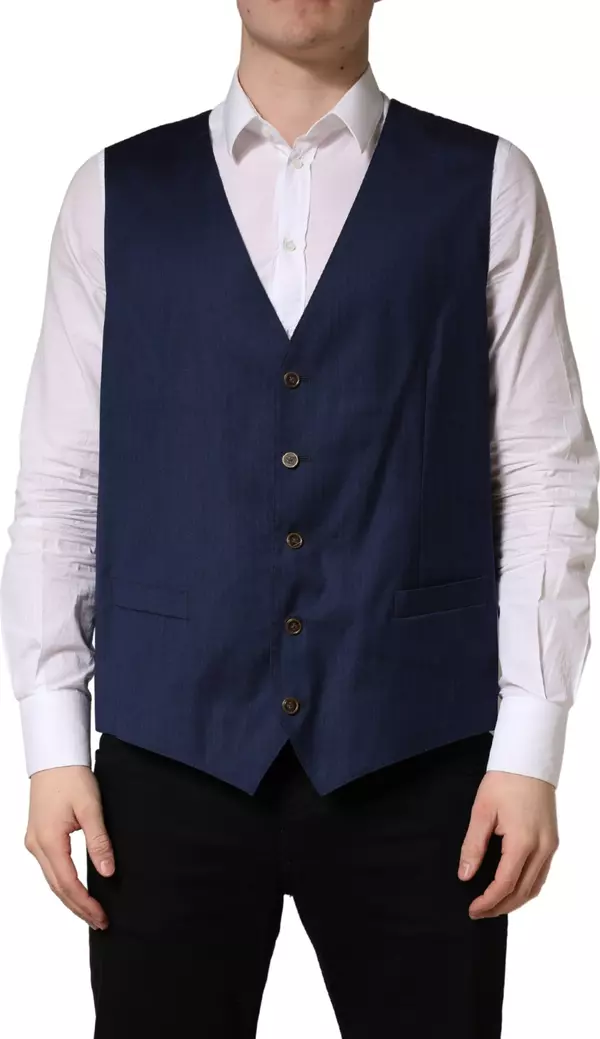 Navy Blue Wool Dress Formal Waistcoat Vest