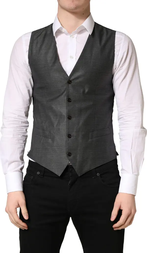 Dark Gray Wool Dress Formal Waistcoat Vest