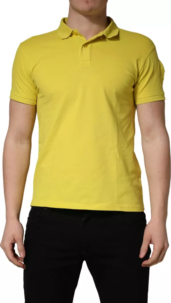 Yellow Short Sleeve Pique Men Cotton Polo Shirt T-shirt