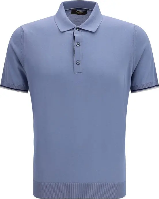 Blue Cotton Polo Shirt