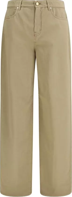 Beige Cotton Casual Pants