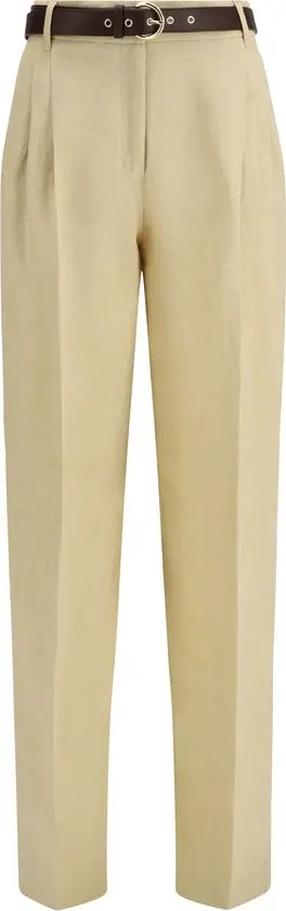 Beige Linen Casual Pants