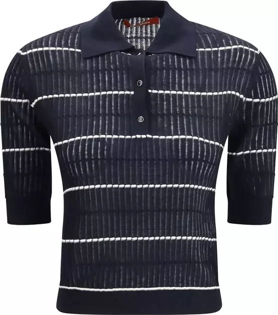 Blue Silk Polo Shirt