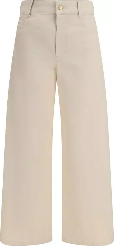 Beige Cotton Casual Pants