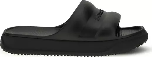 Black Rubber Flat Sandals