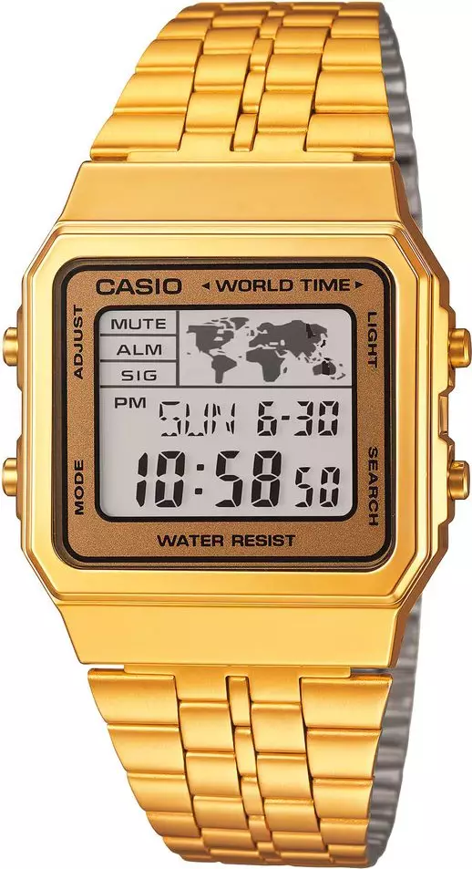 Gold Stainless Steel Digital Watch