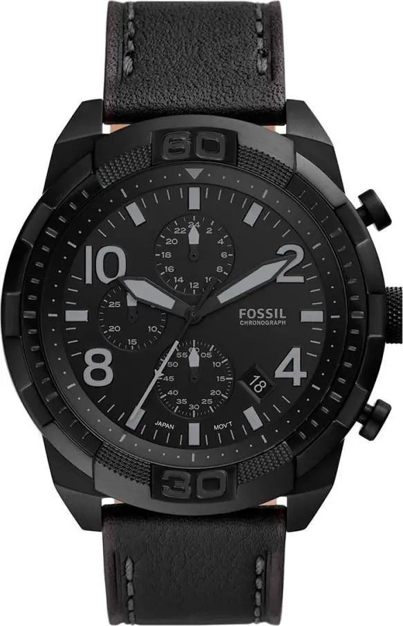 Black Leather Sport Watch