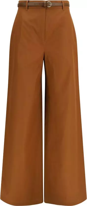 Brown Cotton Casual Pants