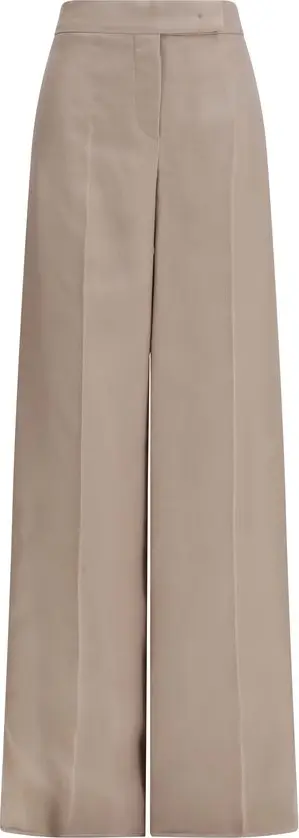 Beige Silk Casual Pants