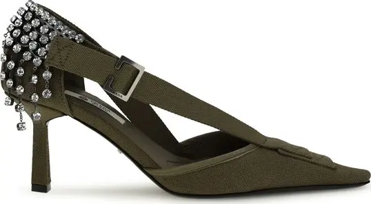 Bicolor Cotton High Heel Pumps