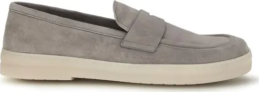 Gray Calf Leather Bos Taurus Slip-On Loafers