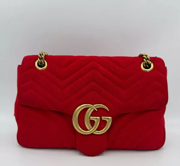 GUCCI MARMONT Red Velvet Handbag