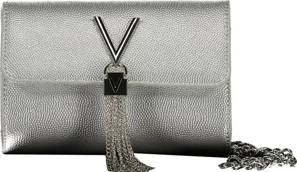 Silver Polyurethane Women Bag