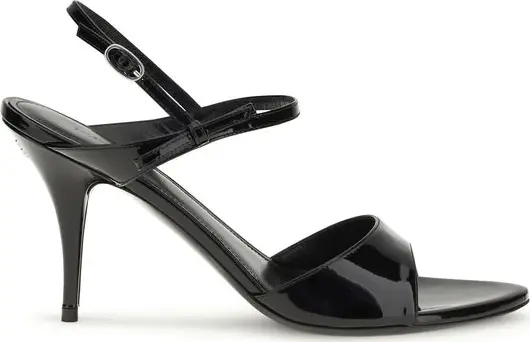 Black Calf Leather Bos Taurus Stiletto Heel Sandals