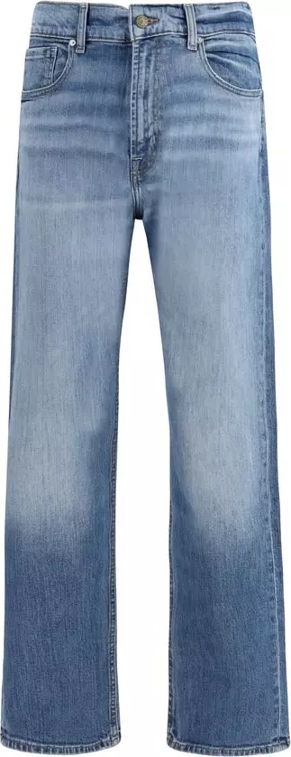 Blue Cotton Straight-Leg Jeans