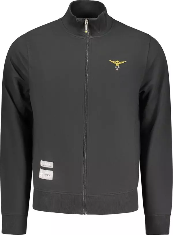 Black Cotton Men Sweatshirt
