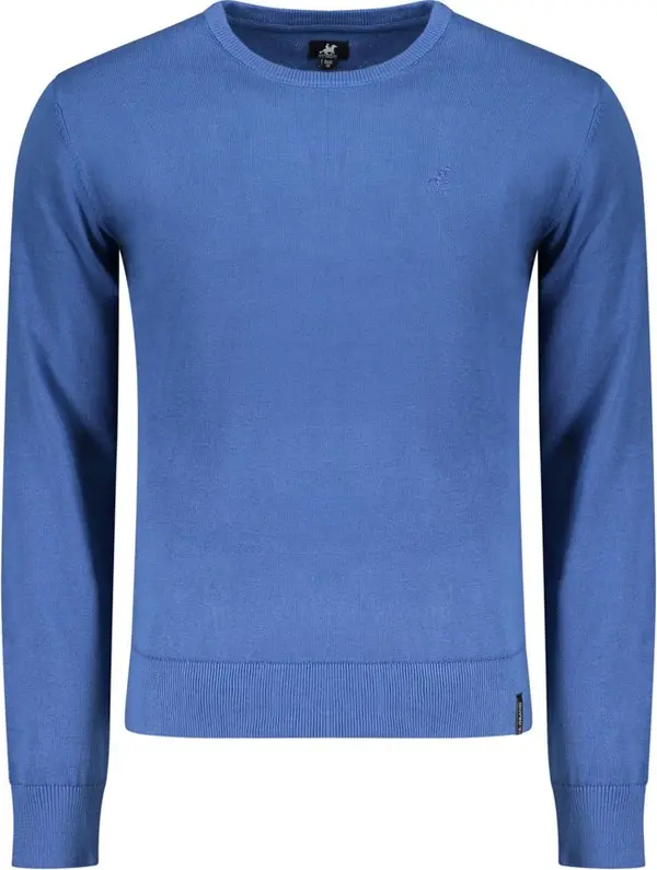 Blue Cotton Men Sweater