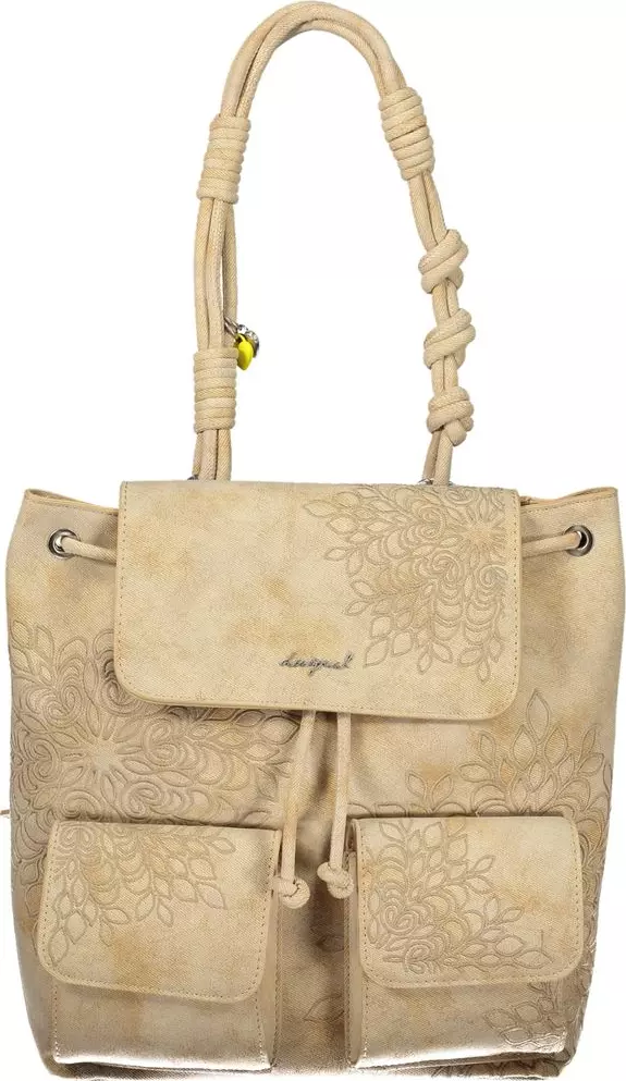 Beige Polyurethane Women's Backpack