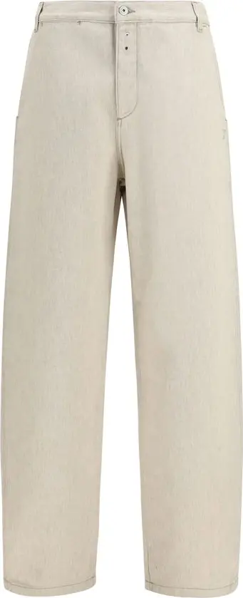 Beige Cotton Casual Pants