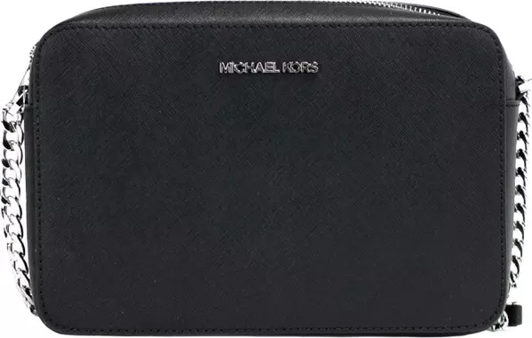 Michael Kors Jet Set Large East West Black Saffiano Leather Crossbody Handbag