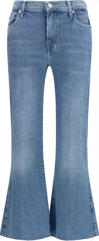Blue Cotton Flared Jeans