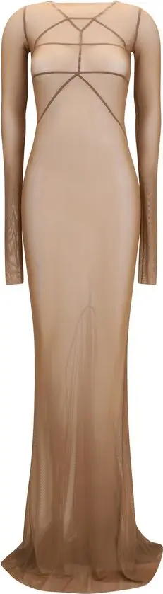 Brown Polyamide Casual Dress