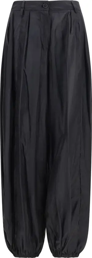 Black Polyester Casual Pants