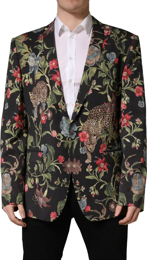 Multicolor Floral Leopard 1 Button Men Suit Jacket