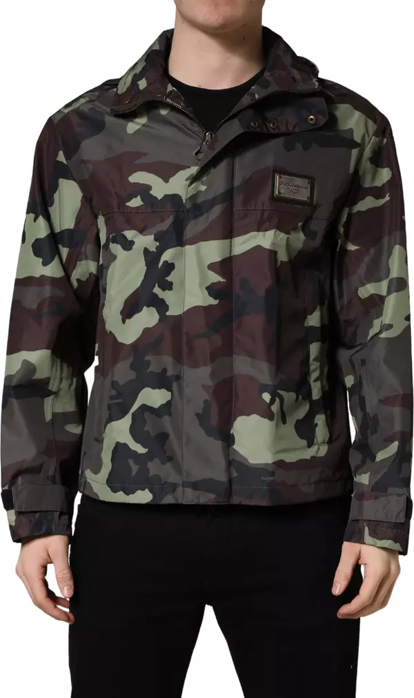 Multicolor Camouflage Hooded Bomber Jacket
